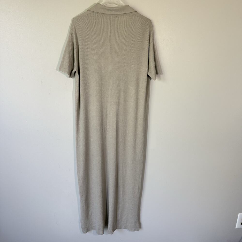 James Perse Shirt Dress Midi Linen Blend Womens Size 2 Medium Collared Taupe NEW - Picture 5 of 7